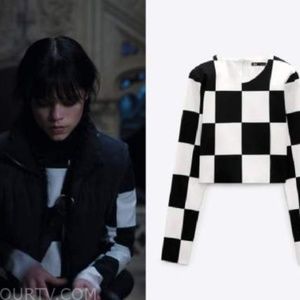 RARE checkered top from TV show Wednesday